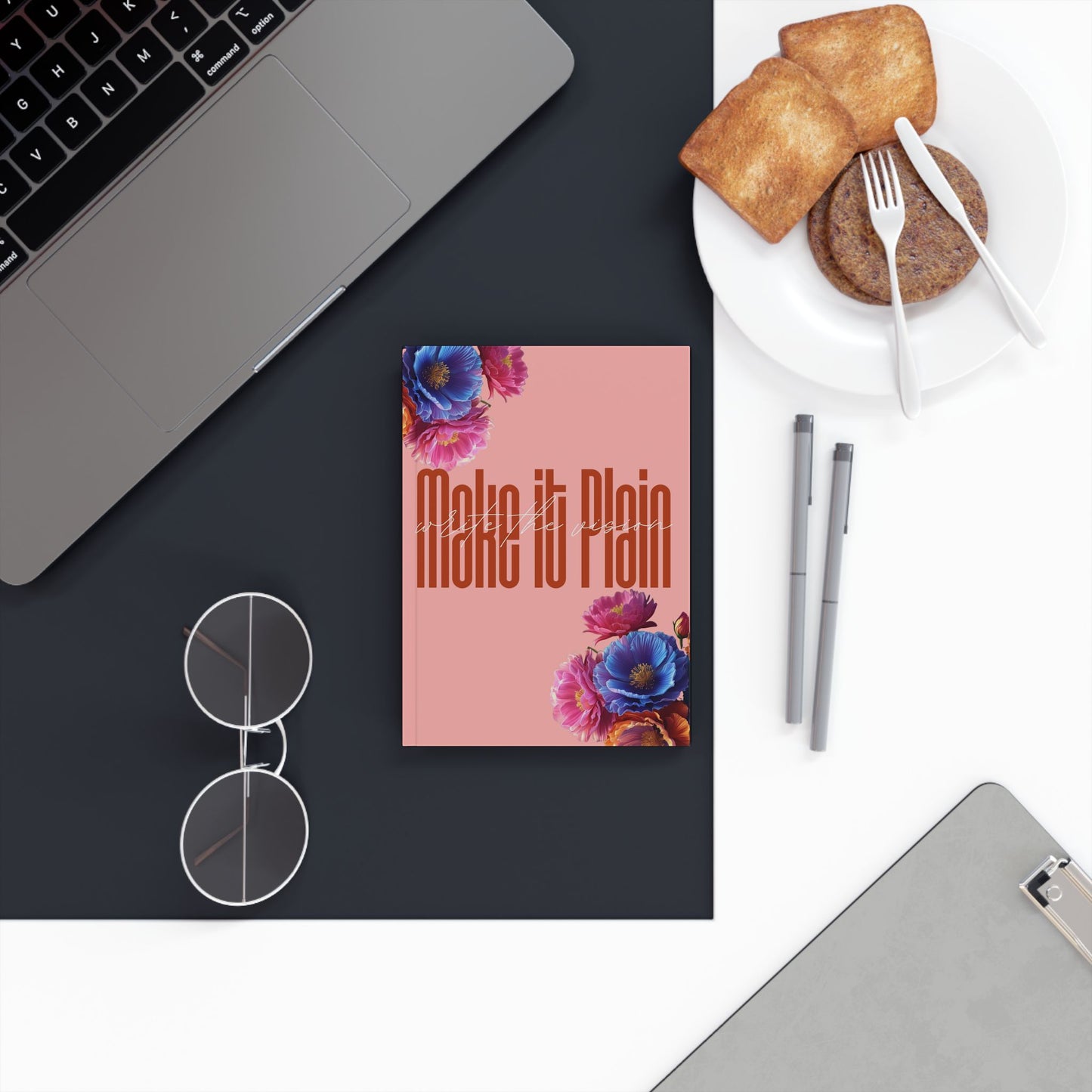 Elegant Floral Journal, Make it Plain Hardback Notebook, Gifts for Writers, Stylish School Supplies, Creative Journaling